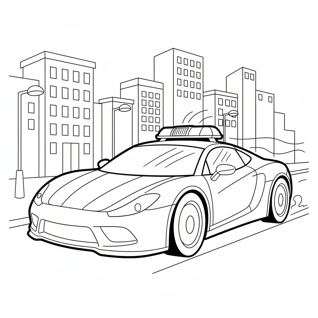 Página para Colorear Auto Deportivo - Medio