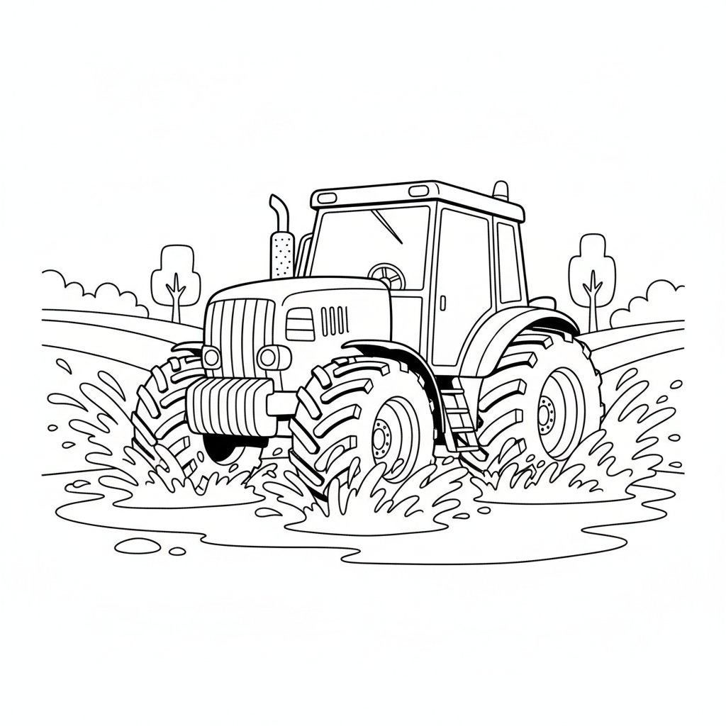 Página para Colorear de Tractor - Medio