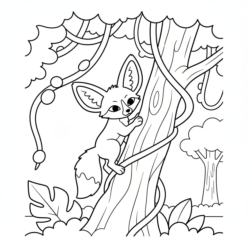 Página para Colorear de Zorro Fennec - Fácil