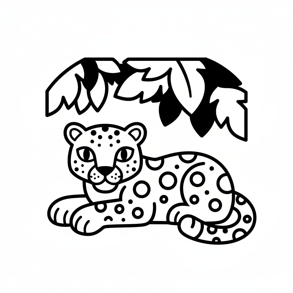 Página para Colorear de Leopardo - Fácil