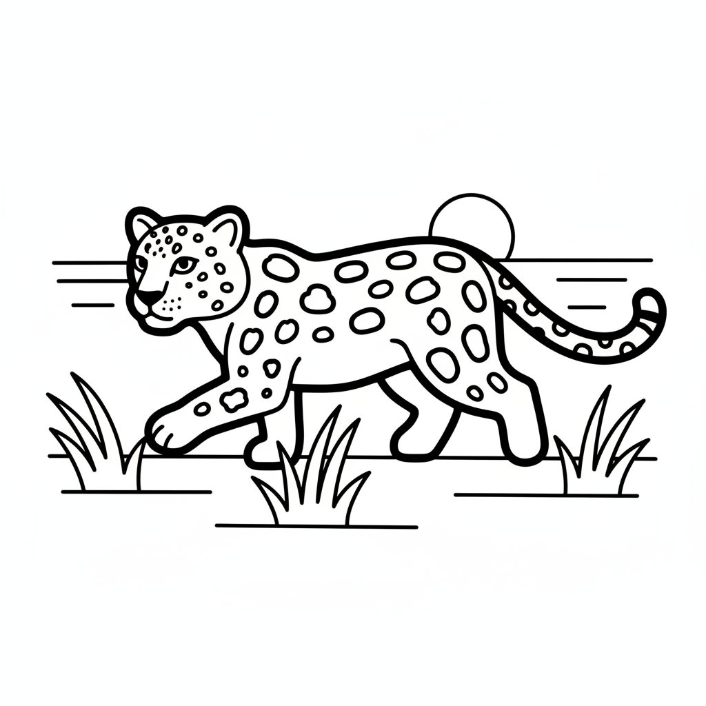 Página para Colorear de Leopardo Sereno - Fácil