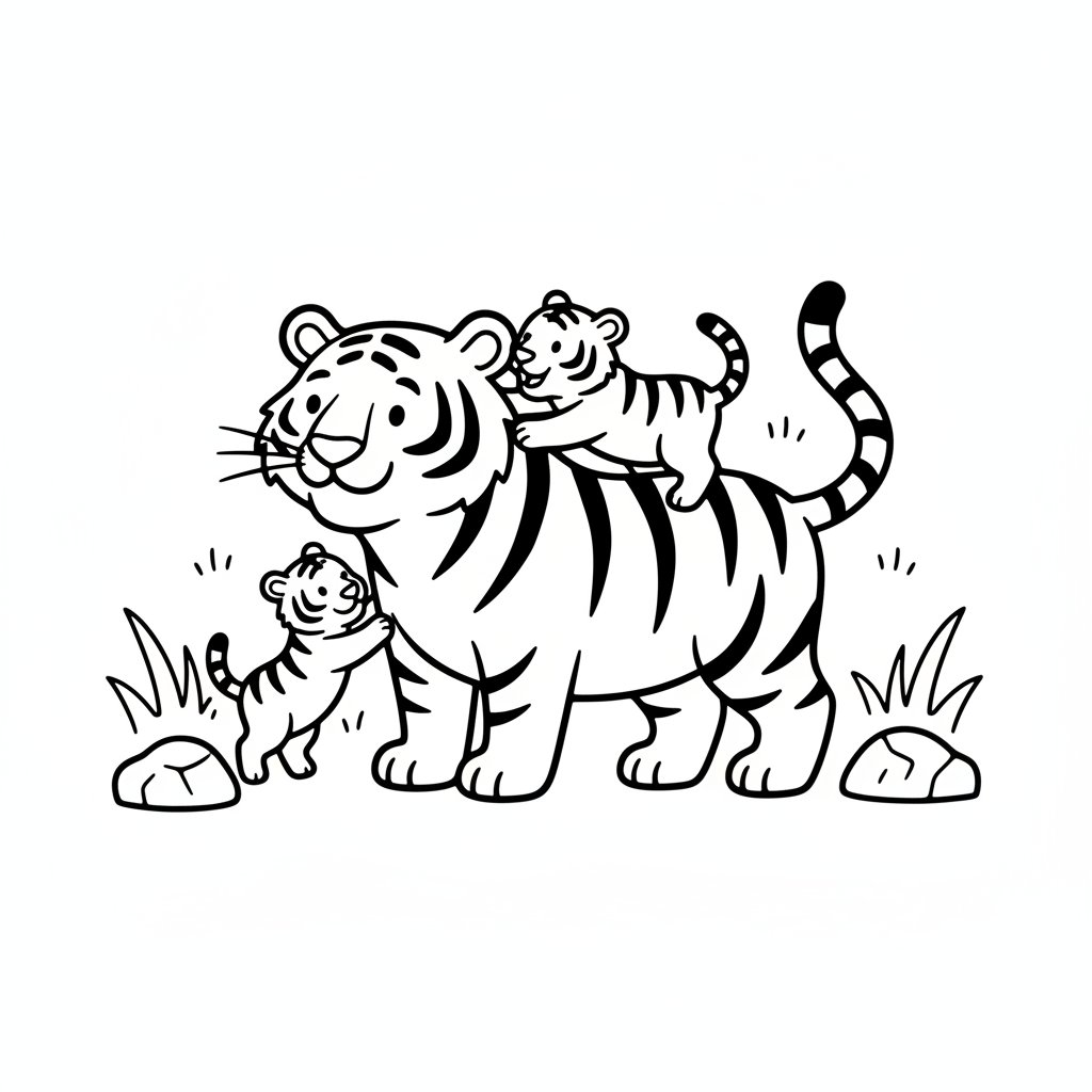 Página para Colorear de Tigre - Fácil