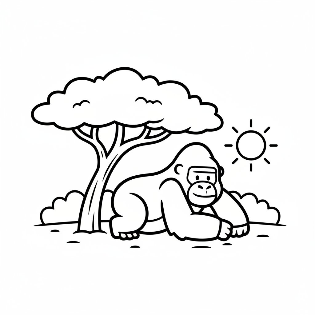 Página para Colorear Gorila Maravilloso - Fácil