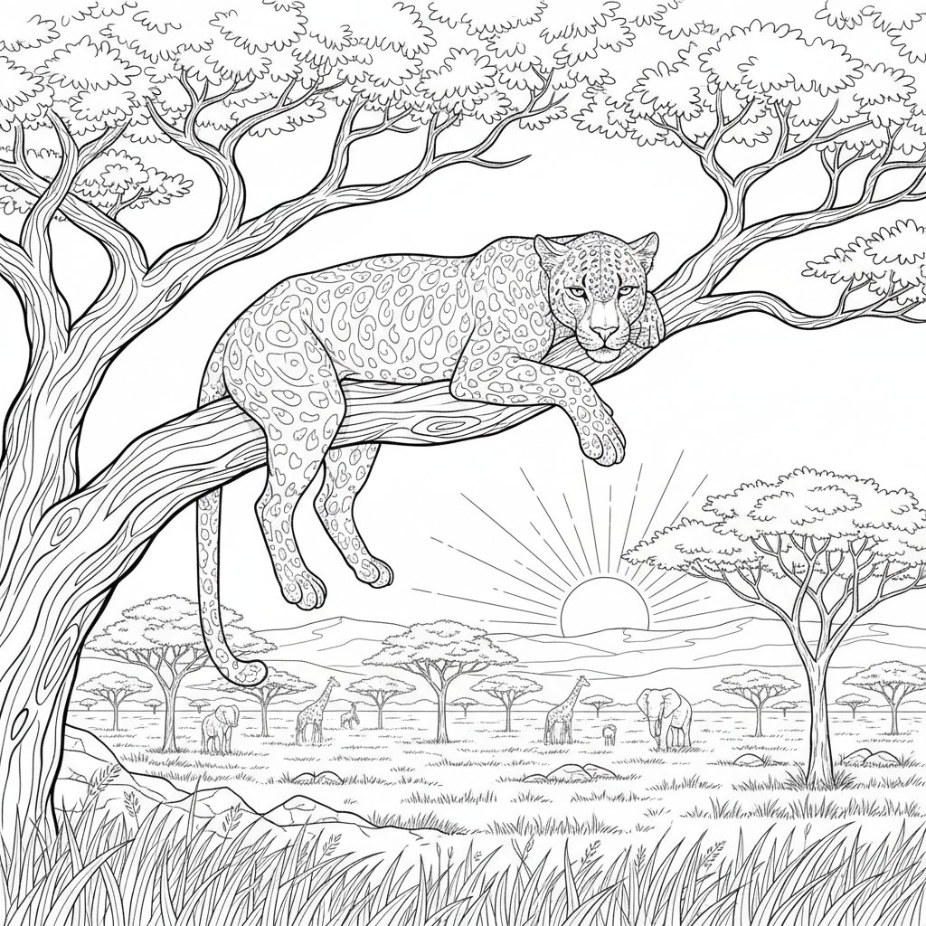 Página para Colorear de Pantera Radiante - Difícil