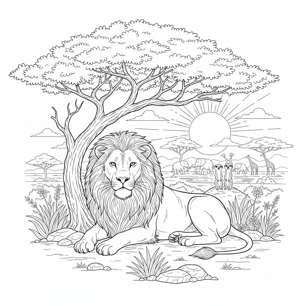 Página para Colorear León Vibrante - Difícil