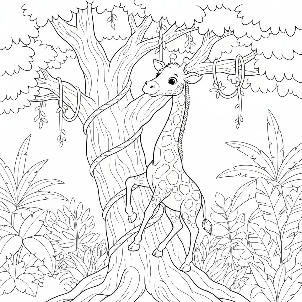 Página para Colorear de Jirafa - Medio