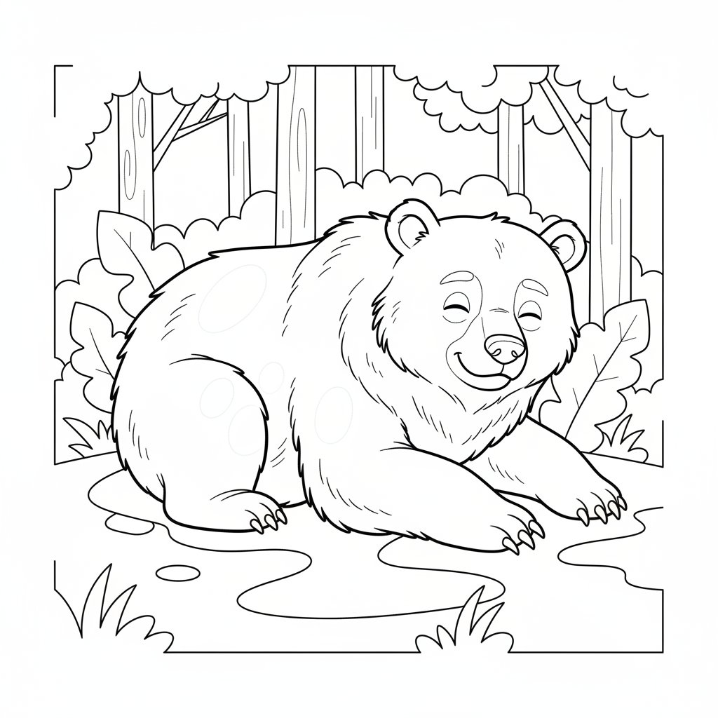 Página para Colorear de Oso Grizzly - Medio