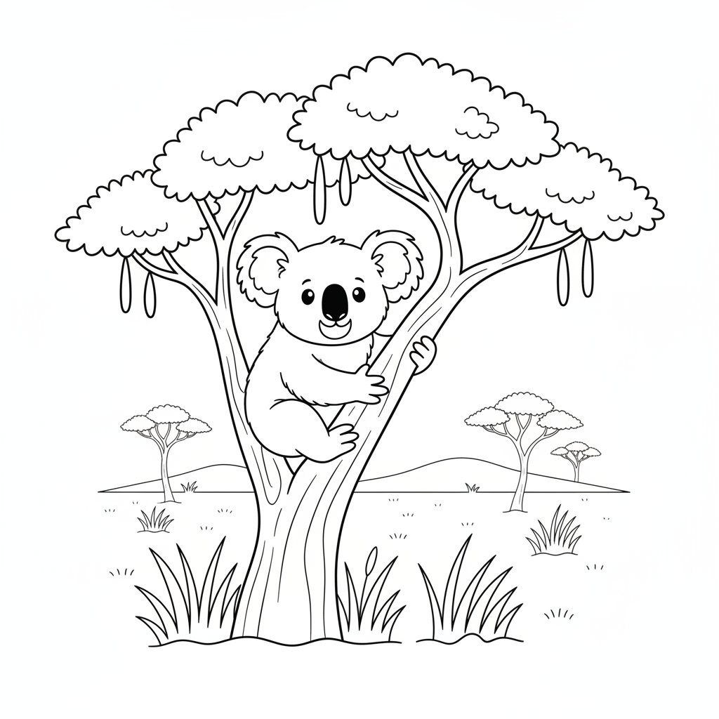 Página para Colorear Koala Vibrante - Medio