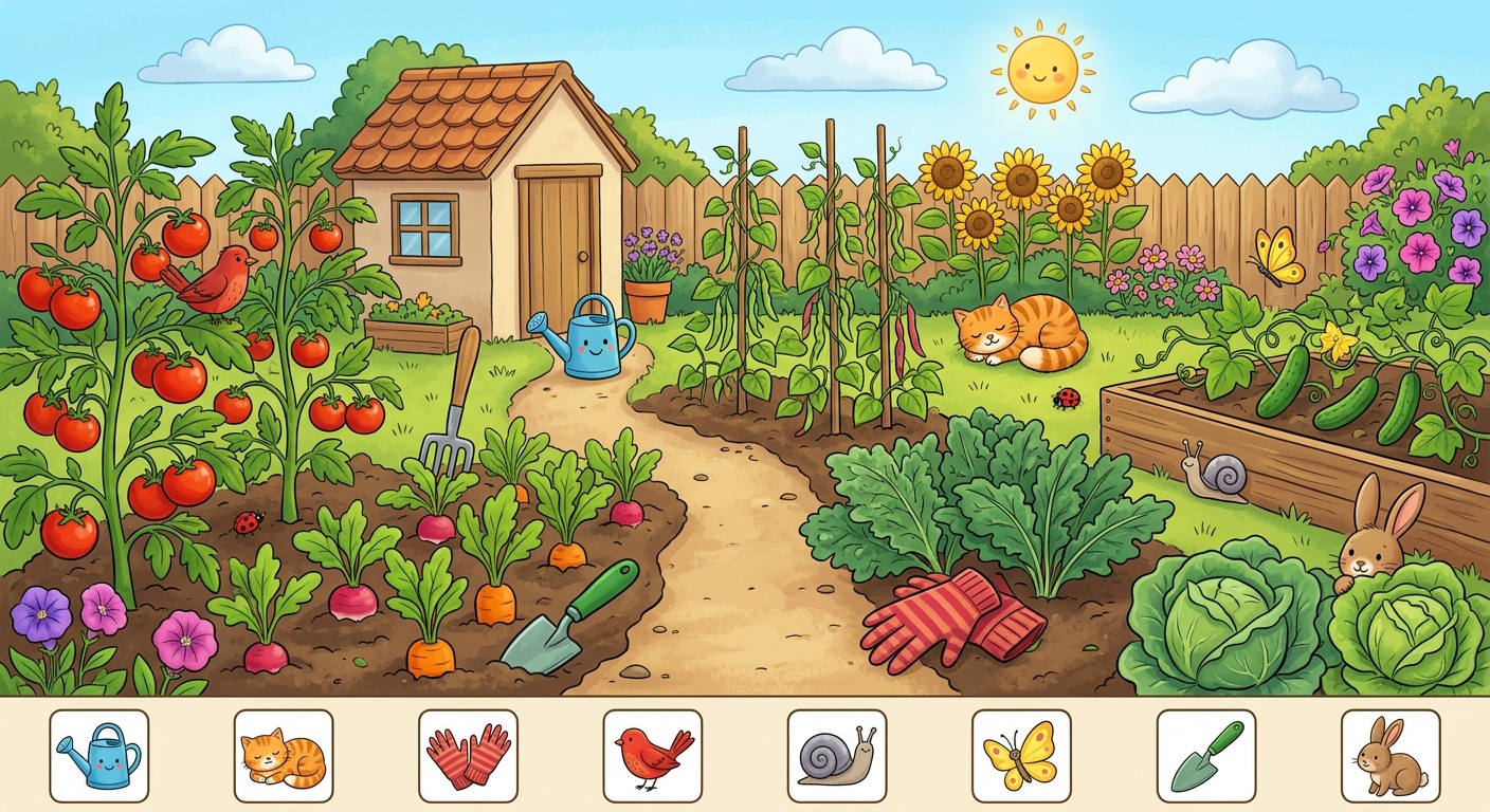 Imagen Oculta Huerto de Verduras - Fácil