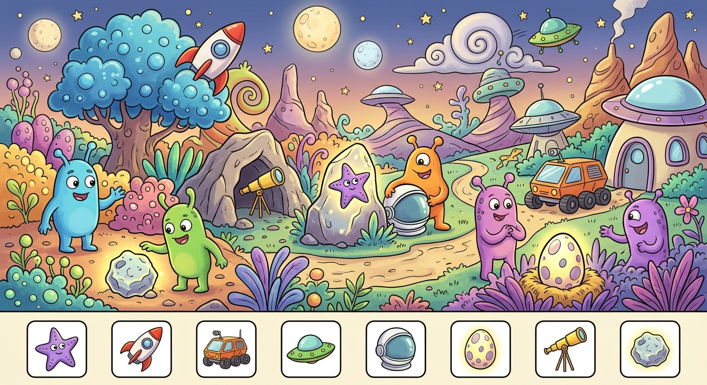 Imagen Oculta del Planeta Alienígena - Fácil