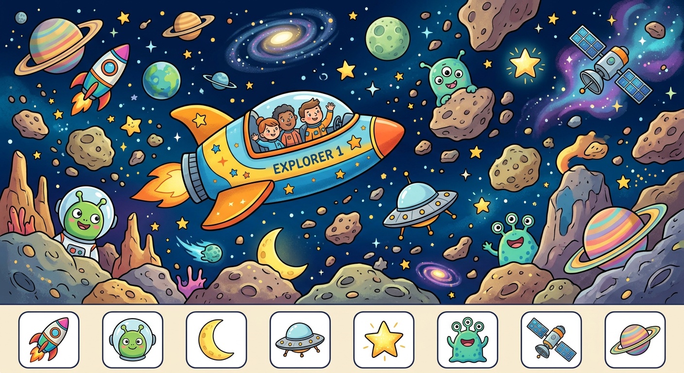 Campo de Asteroides Imagen Oculta - Fácil