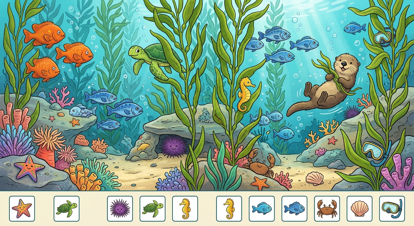 Imagen Oculta del Bosque de Kelp - Fácil