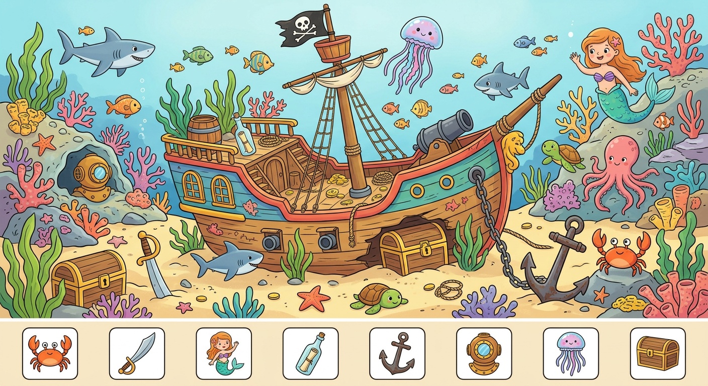 Imagen Oculta de Barco Pirata Hundido - Fácil