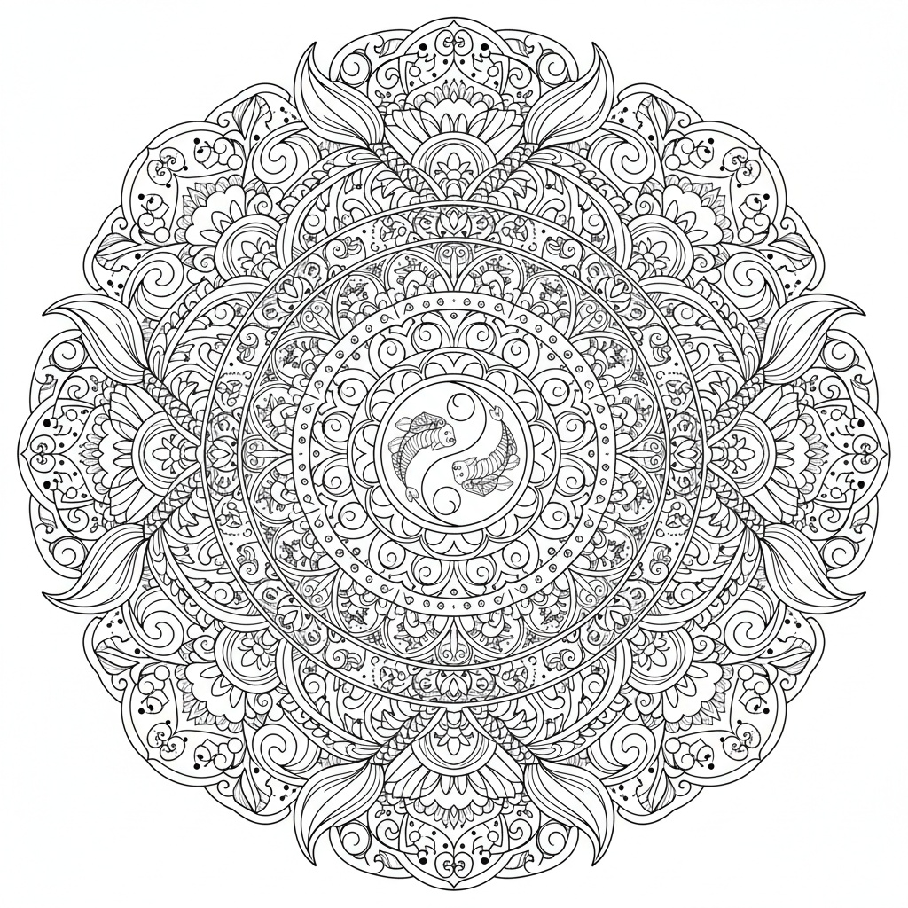 Mandala Pesce Koi - Difficile