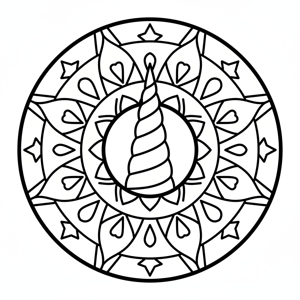 Mandala Cuerno de Unicornio - Fácil