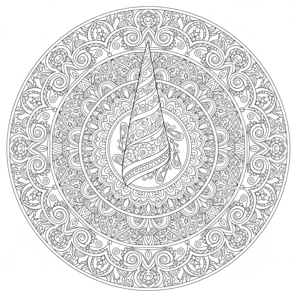 Mandala Cuerno de Unicornio - Difícil