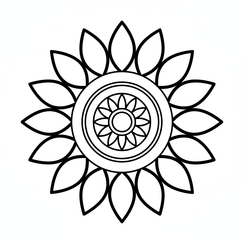 Mandala de Rayos de Girasol - Fácil
