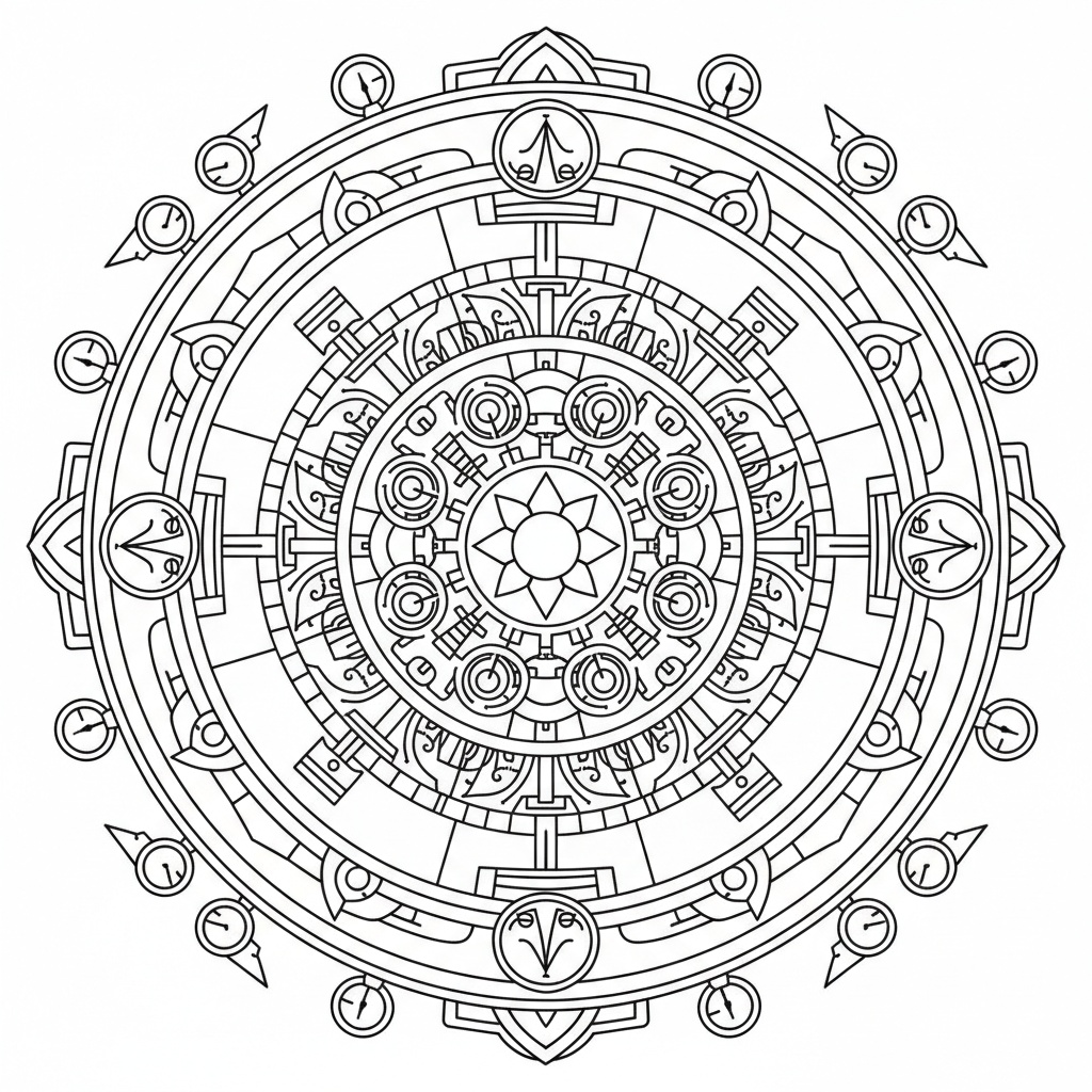 Mandala Ingranaggi Steampunk - Facile