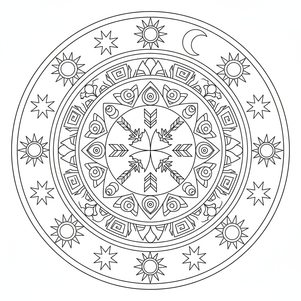 Mandala della Ruota della Medicina dei Nativi Americani - Medio