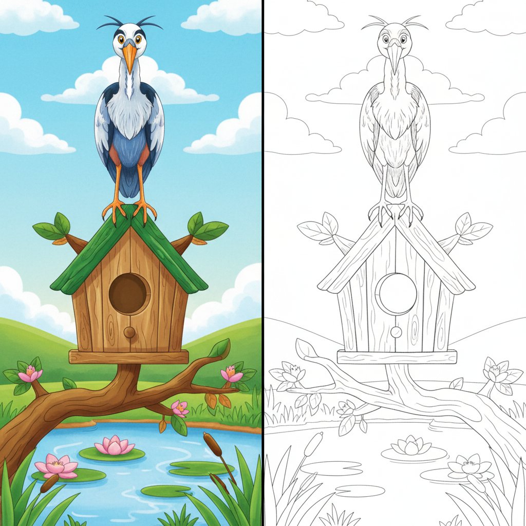 Heron Mirror Drawing - Hard