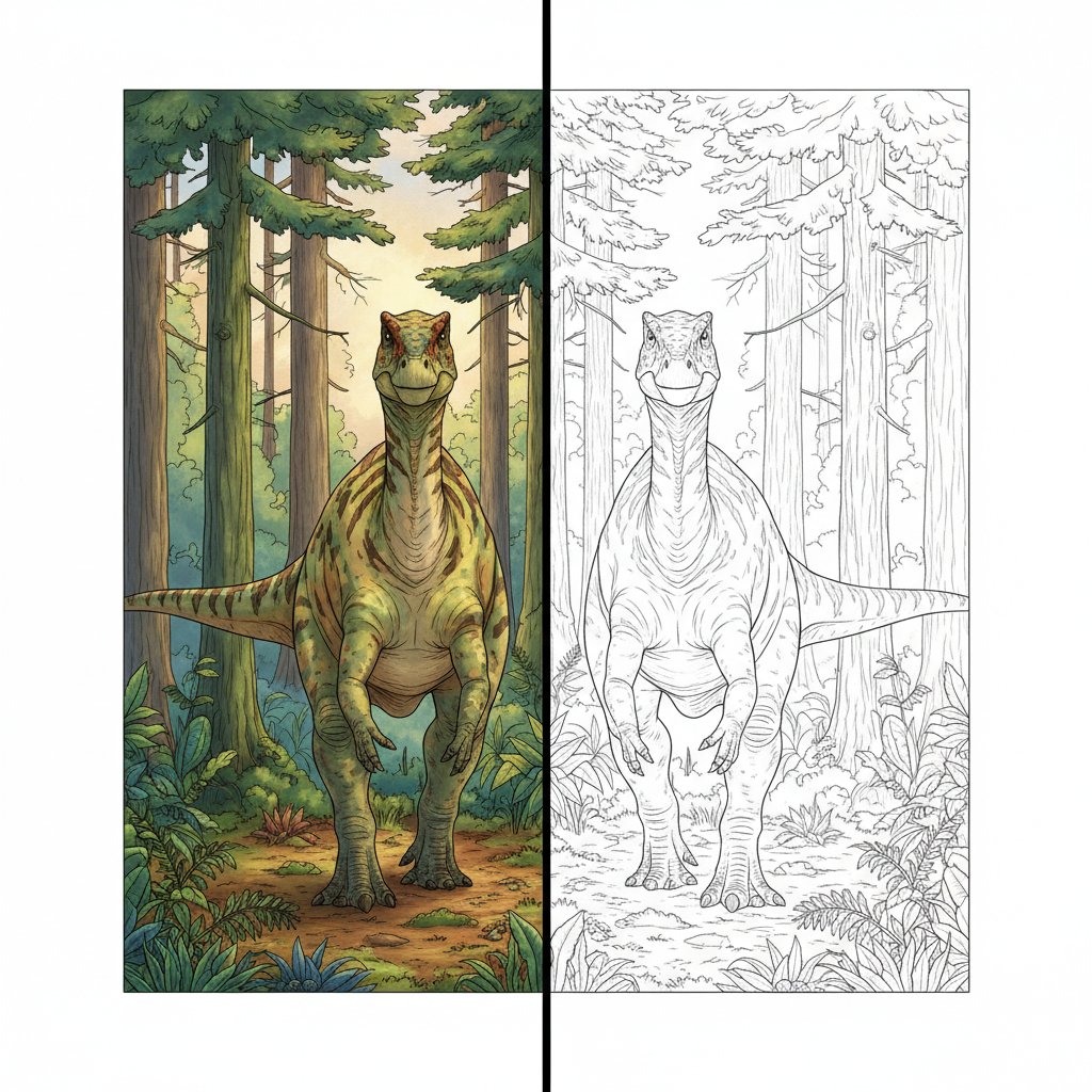 Disegno Specchio Edmontosauro Sereno - Difficile