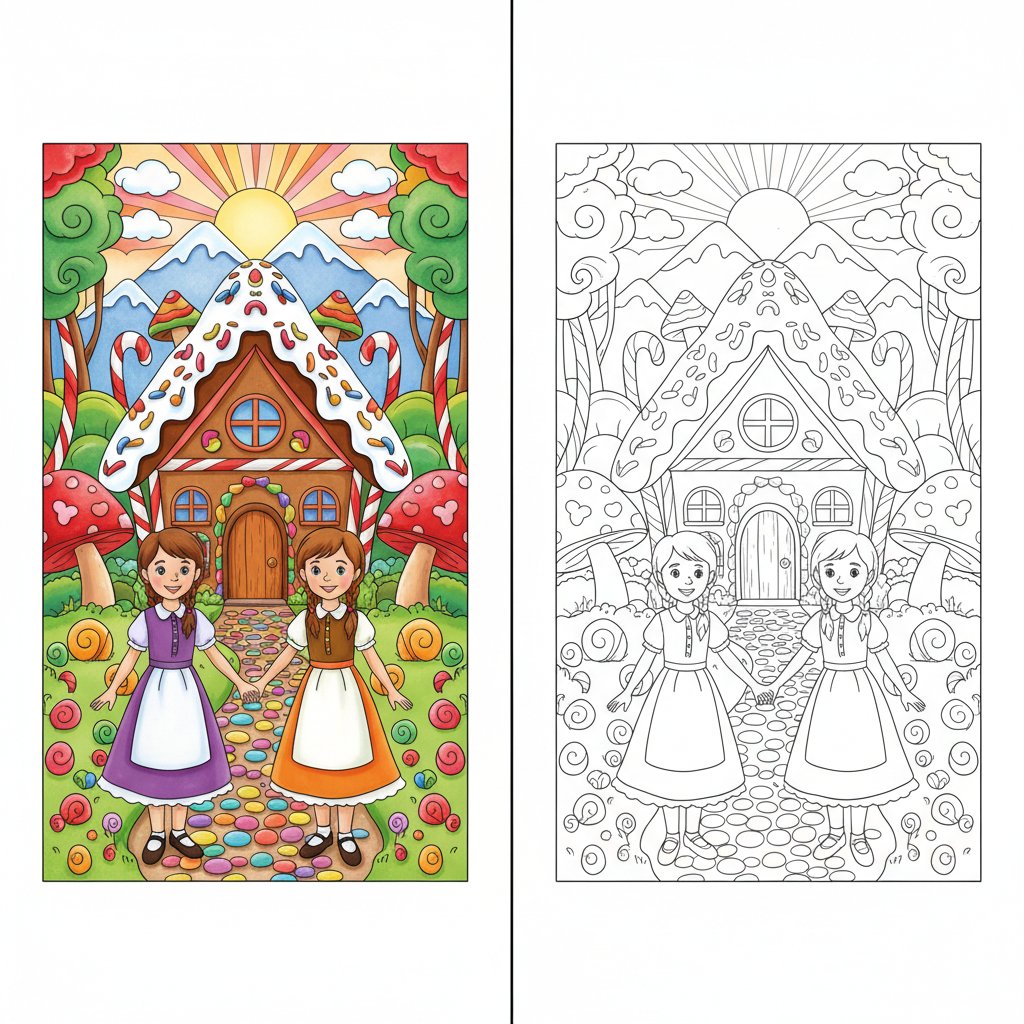 Gentle Hansel And Gretel Mirror Drawing - Hard