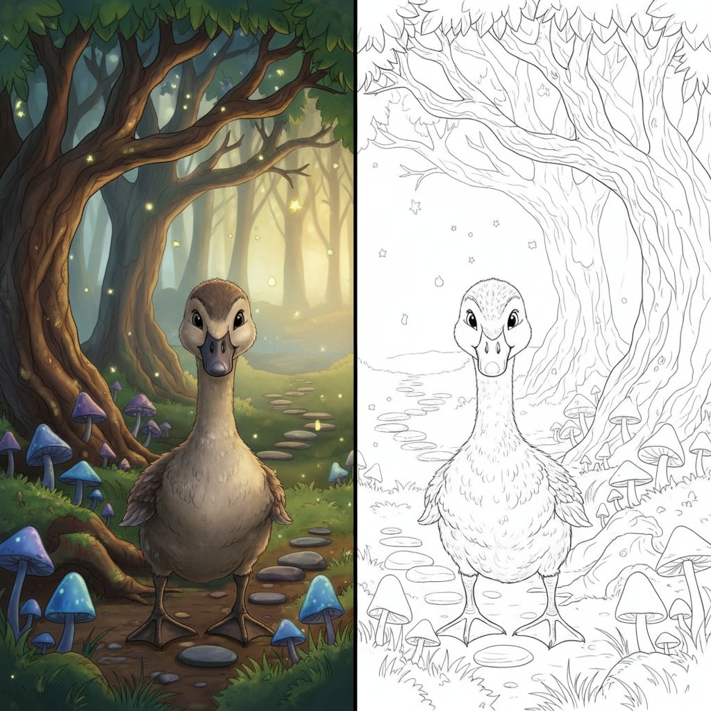 Dibujo en Espejo del Patito Feo Radiante - Difícil