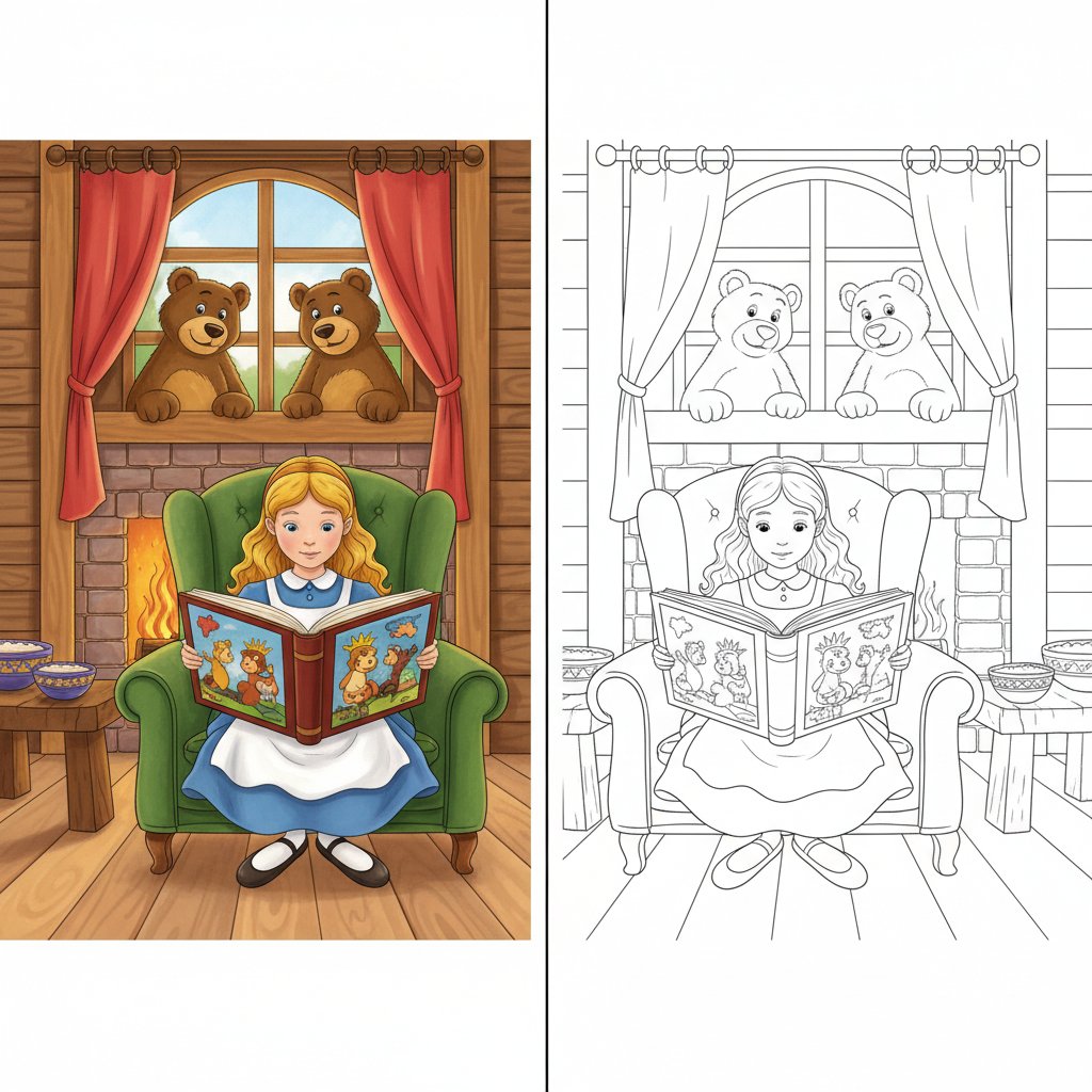 Dibujo Espejo de Ricitos de Oro Caprichosa - Difícil