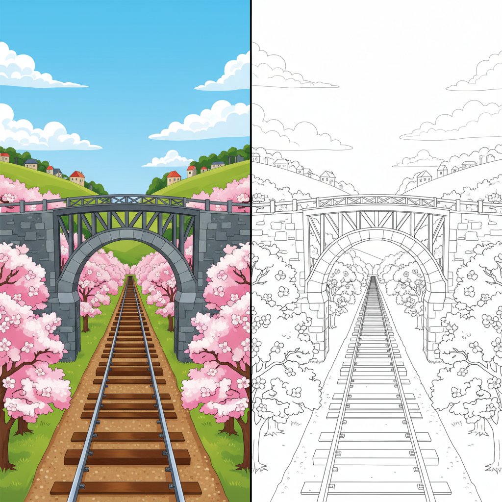 Railway Bridge Mirror Drawing - Medium