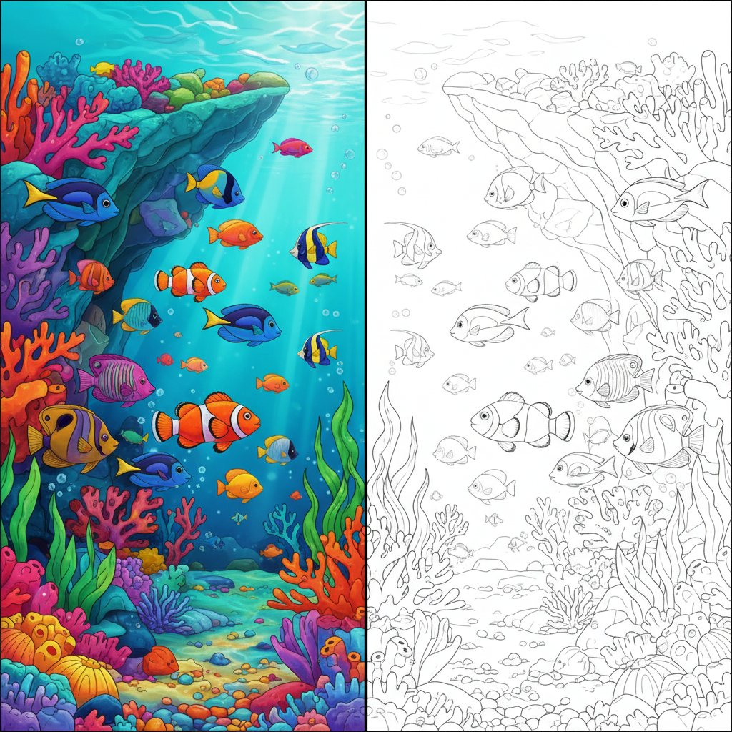 Cozy Underwater Cave Mirror Drawing - Medium