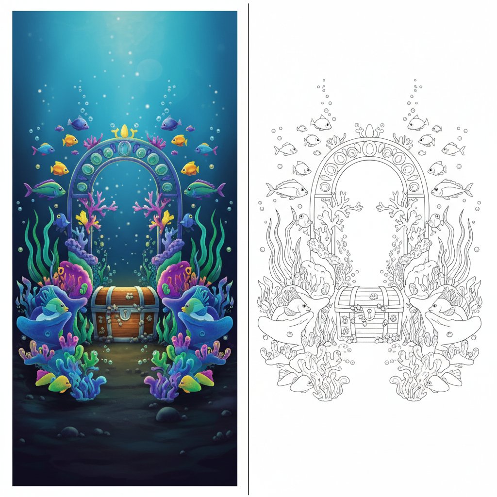 Enchanting Underwater Garden Mirror Drawing - Medium